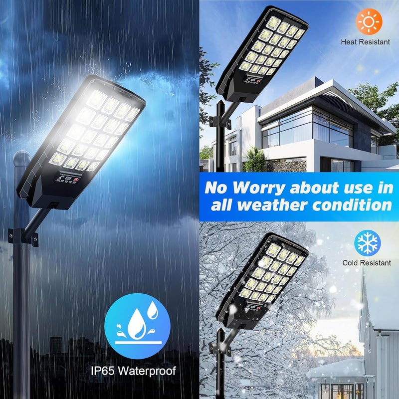 JWT 2 Pack Solar Street Lights Outdoor Waterproof - Solar Powered Flood Light with Motion Sensor & Remote Control 6500K 20000LM,Dusk to Dawn Commercial Solar Lights Outdoor for Parking Lot - Image 3